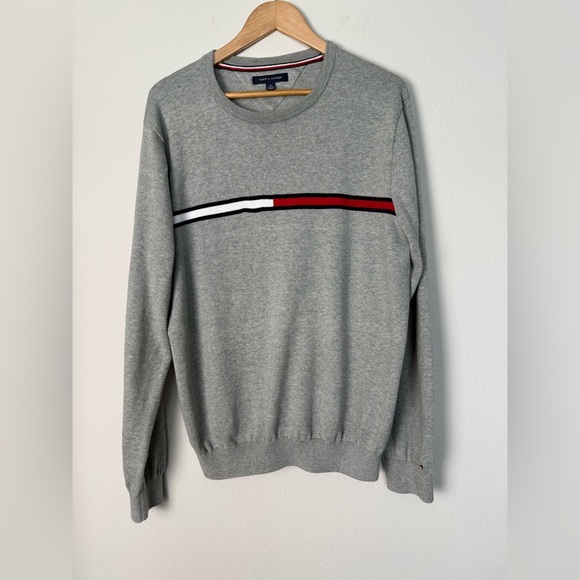 Retro‎ Tommy Hilfiger Classic Logo Stripe Pullover Sweater Mens Size XL Preppy - Picture 1 of 9